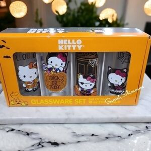 4pc Sanrio HELLO KITTY Sparkly HALLOWEEN Drink Glass Set New